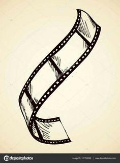 a film strip with the letter s drawn in black ink on a beige background stock photo