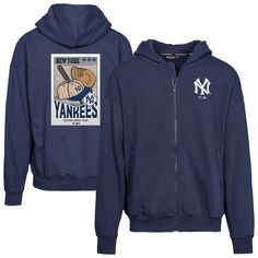 Stay cozy in effortless style with this New York Yankees Cooperstown Collection Core Logo full-zip hoodie. Its oversized design by Levelwear features tonal team graphics on premium blended material that provides the perfect balance of warmth and durability. Dropped shoulders create a more relaxed fit, making this New York Yankees outerwear the ultimate combination of comfort and fashion. Throwback Fleece Sweatshirt For Fall, Fall Streetwear Hoodie With Ykk Zipper, Fall Fan Apparel Outerwear For Streetwear, Hooded Fan Apparel Outerwear For Winter, Throwback Hooded Sweatshirt With Double-lined Hood, Fall Fan Apparel Hoodie In Relaxed Fit, Throwback Fleece Hoodie For Fall, Throwback Hoodie With Drawstring For Fall, Plain Hoodies