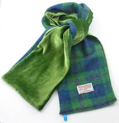 Harris Tweed & Velvet Scarves | Helen Chatterton | Scottish Creations Velvet Accessories, Harris Tweed Fabric, Tweed Bag, Velvet Scarf, Scarf Sale, Velvet Color, Purple Velvet, Harris Tweed, Pink Velvet