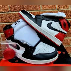 Size 12. New, Never Worn. Comes With Extra Laces. Offers Accepted. Jordan 1 Black Toe, Shoes Jordan 1, Jordan 1 Black, Shoes Jordan, Jordan Red, Jordans For Men, Jordan Shoes, Jordan 1, Black Red