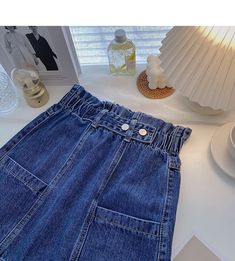 Style: commuting Size: S M L Color: light blue dark blue Color Light Blue, Jeans Rock, Blue Dark, A Line Skirt, Color Light, A Line Skirts, Levi Jeans, Denim Shorts, Elastic Waist