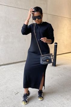 Looks Pinterest, Bodycon Floral Dress, Looks Black, Long Sleeve Dresses, Hip Dress, Sleeve Dresses, Drawstring Hoodie, Inspiration Mode, Hoodie Dress