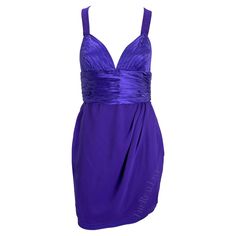 Versace Purple Dress, 1990 Runway, Versace Mini Dress, Versace Runway, Color Dresses, Blue Cocktail Dress, 80s Dress, Purple Satin, Multicolor Dress