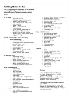 the wedding photo checklist is shown in black and white