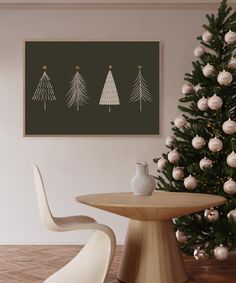 a christmas tree with three white trees on it