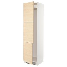 a tall white cabinet with two doors on each side