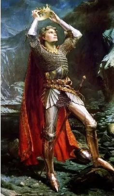 "King Arthur" by artist Charles Ernest Butler in 1903 Hawke Dragon Age, Rei Arthur, King Painting, Roi Arthur, Ancient Paintings, King Art, Classic Paintings, Historical Art, King Arthur