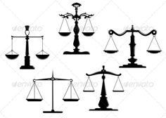 silhouettes of scales and balance bars on a white background - miscellaneous objects / characters