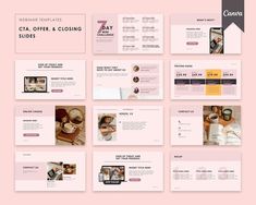 a pink presentation slider with photos and text on it