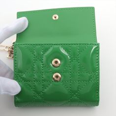 Brand Dior Item-no 2468145 Model Lady Lotus Wallet Category Compact wallet Accessory no Material Patented Leather Color green Product-rank AB Remarks It is a sense of use Size W about 10 x H about 8.5 x D about 3.5 Green Product, Compact Wallet, Green Brands, Wallet Accessories, Diaper Backpack, Fendi Bags, Prada Bag, Dior Bag, Womens Backpack