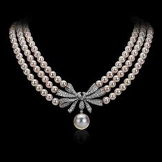 Pretty Jewelry Necklaces, Pearl Jewelry Design, Pearl Jewels, Pearl Necklace Designs, Pearl And Diamond Necklace, Pearl And Diamond Earrings, Diamond Jewelry Designs, Jewelry Design Necklace, Natural Pearl