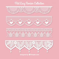 paper laces on pink background with the text that says, lacy border collection written in white