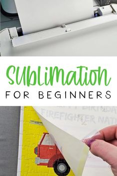 someone is making a paper airplane that looks like a firetruck with the words sublimation for beginners on it