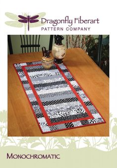 Monochromatic Table Runner Pattern Card Monochromatic Pattern, Quilt Runners, Christmas Table Runner Pattern, Quilted Table Runners Christmas, Patchwork Table Runner, Christmas Quilt Patterns, Quilted Table Runners Patterns, Placemats Patterns, Quilted Table Toppers