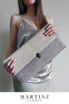 Herringbone wool blend leather clutch bag Elegant Clutch For Everyday Use In Fall, Elegant Fall Clutch For Everyday Use, Elegant Everyday Clutch For Fall, Elegant Fall Clutch, Elegant Rectangular Clutch For Fall, Elegant Rectangular Fall Clutch, Elegant Fall Rectangular Clutch, Elegant Fall Pouch Clutch, Beige Clutch Wallet As A Gift