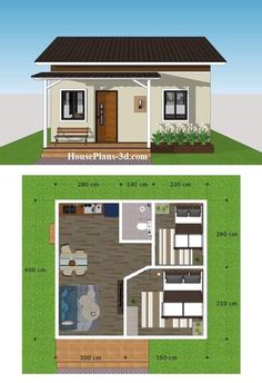 the floor plan for a small house with two levels and one level on each side