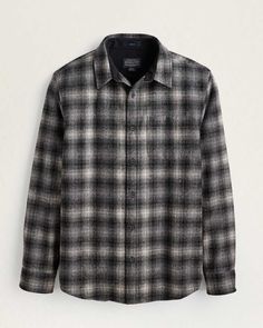 A traditional men's plaid shirt crafted using our machine-washable Umatilla wool, sourced from Oregon ranchers and woven in our American mills. Spread collar, shirttail hem and one perfectly matched chest pocket. 100% virgin wool. Fabric woven in our American mills. Machine wash. Imported of USA fabric. | MEN'S PLAID LODGE SHIRT Classic Plaid Flannel Shirt With Welt Pockets, Plaid Wool Long Sleeve Shirt, Plaid Wool Shirt For Fall, Fall Plaid Wool Shirt, Classic Wool Flannel Shirt For Winter, Classic Plaid Wool Flannel Shirt, Classic Wool Plaid Flannel Shirt, Casual Plaid Wool Shirt, Classic Long Sleeve Wool Flannel Shirt