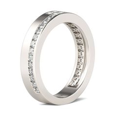 Celebrate your everlasting love story with this elegant band. Stunning as a wedding or anniversary band, it showcases a bypassing row of sparkling round stones set on a high polished shank. With grace and shimmer, this sparkling band is a classic style that complements her sophisticated taste. Carat Weight: 0.912 ctStone Size: 1.5 mmStone Type: Jeulia® StoneNumber of Stones: 32 Stone Color: Diamond WhiteStone Shape: RoundWeight: 4.57 gWidth: 3.42 mmThickness: 1.77 mmMaterial: 925 SilverPlating C Classic Half Eternity Band Promise Ring, Dazzling Half Eternity Band With Round Cut, Classic Round Cut Half Eternity Band, Classic Diamond White Eternity Band For Promise, Elegant White Gold Channel Set Bands, Classic Cubic Zirconia Bands With Brilliant Cut, Elegant Channel Set White Gold Bands, Elegant Channel Set Eternity Band For Anniversary, Cubic Zirconia Eternity Band For Anniversary