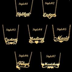 10K Solid Gold Customized Name Necklace Jewelry Personalized - Etsy Croatia Necklace Name Design, Customized Name Necklace, Custom Gold Jewelry, Nameplate Necklace Gold, Latina Jewelry, Name Necklaces, Mexican Jewelry, Gold Name Necklace, Jewelry Accessories Ideas