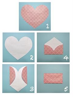 instructions to make heart shaped envelopes for valentine's day