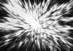 an abstract black and white photo with some blurry lines in the middle, as if it were going through a starburst