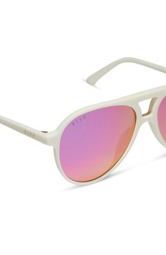 These full-coverage aviator sunglasses complete your look with just the right element of retro-cool style. 56mm lens width; 16mm bridge width; 145mm temple length 100% UV protection CR-39 lenses Acetate Imported DIFF Eyewear participates in give-back initiatives that provide reading glasses to those in need Diff Eyewear, Aviator Sunglasses, Reading Glasses, Uv Protection, Lenses, Cool Style, Nordstrom, Sunglasses, Mirror