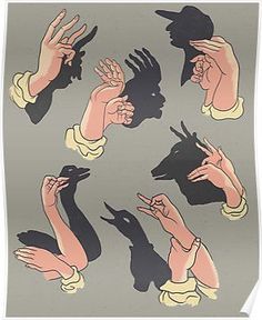 several images of hands reaching out to each other with shadow on the wall behind them