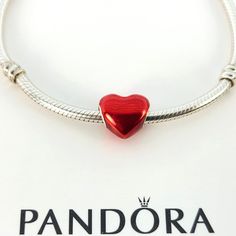 Pandora Metallic Red Heart Charm # 799291C02 New and never used  ALE / S925 on it Sterling Silver Bracelet for display only Pictures taken from actual item Comes with Official Pandora cartoon box,tissue paper and seal PAYMENT: We accept credit cards, debit cards, and e-checks through payment system. Payment is due within 3 days, but immediate payment is greatly appreciated. SHIPPING: Item available now ready to go I can ship out as soon as possible mostly same day I do combine when you done plea Sterling Silver Clasp Bracelet For Valentine's Day Anniversary, Anniversary Bracelet With Sterling Silver Clasp For Valentine's Day, Valentine's Day Anniversary Bracelet With Sterling Silver Clasp, Valentine's Day Heart Bracelet With Sterling Silver Clasp, Red Heart-shaped Charm Bracelet, Red Heart-shaped Charm Bracelet Gift, Elegant Red Charm Bracelet With Heart Charm, Red Charm Bracelet For Valentine's Day, Red Heart Charm Bracelet