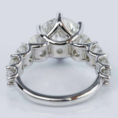 Stunning Nine-Diamond Trellis Engagement Ring in 14K White Gold (2.40 ct.) Trellis Engagement Ring, Diamond Trellis, Stone Diamond Ring, Trellis Design, Round Cut Diamond, Metal Rings, Colored Diamonds, Round Diamonds, Round Cut