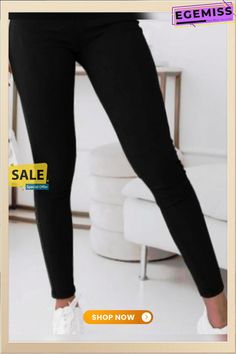 Plain Tight Chemical Fiber Blend Casual Pants Solid Color Tight Casual Pants, Tight Casual Pants, Solid High-rise Leggings For Workwear, High-rise Leggings For Work, High Rise Leggings For Workwear, Non-stretch High Rise Leggings, Mid-rise Stretch Solid Color Pants, High-rise Leggings Suitable For Workwear, Mid-rise Stretch Pants In Solid Color