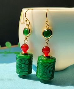 Women Green 14K Gold Dry Green Jade Agate Drop EarringsMade of fine 14K Gold Dry Green Jade Agate.Measurement: 6.8cm/2.652" * 1.6cm/0.624". Matches easily with daily hairstyle, dresses & Shirts Creative Accessories, Daily Hairstyles, Earrings Women, Green Jade, Jade Green, Women's Earrings, Jade, Agate, Drop Earrings