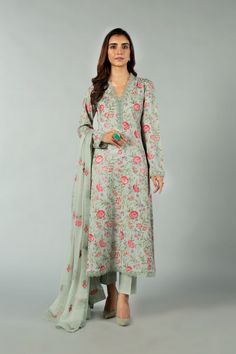 Bareeze Ch3604 Grey Winter Karandi – Sara Clothes Fitted Cotton Lawn Suit With Long Sleeves, Woollen Suit Designs Winter, Green Floral Print Long Sleeve Kurta, Fitted Floral Print Lawn Suit With Long Sleeves, Casual Lawn Suit With Floral Print And Long Sleeves, Long Sleeve Lawn Suit With Chikankari Embroidery, Fitted Long Sleeve Green Lawn Suit, Spring Embroidered Long Sleeve Lawn Suit, Winter Salwar Suit For Women