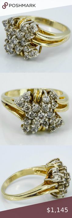 14k Yellow Gold Diamond Cluster Ring 14k Yellow Gold Diamond Cluster Ring This Gorgeous cluster ring made up of .80 ctw of gorgeous sparkling round diamonds all set in the center of 14 karat yellow gold band ring . Size: 7.75 Weight: 4.50dwt Stone/s: round cluster diamonds .80ctw Metal: 14 karat yellow gold i-132locso*d-oda Jewelry Rings Gold Band Ring, Diamond Cluster Ring, Diamond Cluster, Gold Band, Cluster Ring, Cocktail Ring, Womens Jewelry Rings, Cocktail Rings, Gold Bands