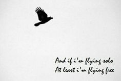 a bird flying in the sky with a quote written on it