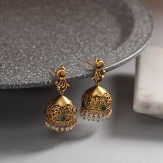 Gold Ear Studs Unique, Silver Jumki, Bangle Collection, Peacock Motif, Antique Gold Earrings