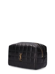 Find SAINT LAURENT Small Cassandre Leather Makeup Bag on Editorialist. Height: 8.5cm Width: 15cm Depth: 8.5cm. Top zip closure. Metal logo detail Ysl Cosmetics, Makeup Bag Black, Bags Ysl, Fake Makeup, F1 Wag, Ysl Makeup, Leather Makeup Bag, Small Makeup Bag, Versace Brand