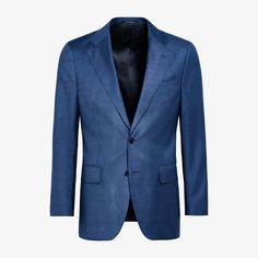 Sleek mid blue jacket with a tailored waist, notched lapels, and patch pockets for a sharp, versatile look. Dinner Jacket, Unique Fits, Slim Fit Blazers, Business Suit, Fitted Blazer, Fine Fabric, Blue Jacket, Wool Jacket, Fashion Advice