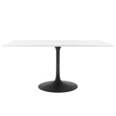 an oval table with a white top and black base, on a white background in the shape of a tulip