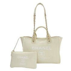 CHANEL Bag Deauville Women's Handbag Shoulder 2way Canvas MM IvoryBrand: ChanelGender: WomenColor: IvoryMaterial: CanvasComes with: Box, Cloth, Dust bag, Manual, PouchSize (HxWxD): 24cm x 42cm x 13cm / 9.44'' x 16.53'' x 5.11'' Luxury Cream Tote Bag, Luxury Beige Bag With Detachable Handle, Luxury Cream Rectangular Bag, Beige Satchel For Shopping With Dust Bag, Luxury Cream Shoulder Bag For Shopping, Luxury Cream Bags For Errands, Luxury White Bags For Errands, Luxury Cream Shopping Bag, Luxury Bags With Detachable Strap In Neutral Color