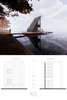 an architectural rendering of a floating house in the water