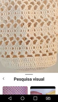 a crocheted bag is shown on the screen