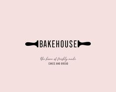 the words bakehouse are written in black on a pink background