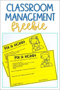 classroom management checklist with the text fix - it - ticket and an image of a