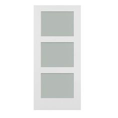 36 in. x 84 in. Shaker 3-Lite Frosted Glass Primed MDF Composite Barn Door Slab - Super Arbor Basement Door, Single Barn Door, Interior Closet Doors, Glass Pantry Door, Craftsman Door, Interior Sliding Barn Doors, Contemporary Doors, Glass Panes, Glass Barn Doors