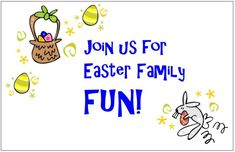 an easter card with the words join us for easter family fun