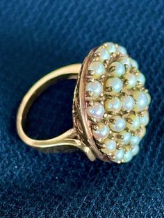 Seed Pearl Ring in with pearls set in round setting all in 14 kt gold Size unknown but believed about at 7? Seed Pearl Ring, Pearl Set, Seed Pearl, 14kt Gold, Pearl Ring, Rings Statement, Statement Rings, Jewelry Rings, Seeds