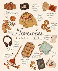 the november bucket list is filled with things to do