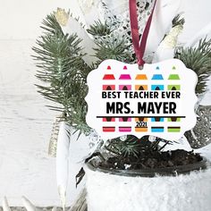 Teacher Ornament, Custom Teachers Gift, Personalized Christmas Ornament for Teacher Apprecaition Christmas Ornament For Teacher, Ornament For Teacher, Moose Ornaments, Custom Teacher Gifts, Teacher Ornaments, Dog Collar Tags, Best Teacher Ever, Personalized Baby Gifts, Custom Ornament