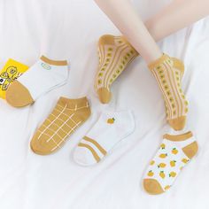 Women's Funny Cartoon Cotton Ankle Socks Set Cute Fruits Kawaii Style 5 Pairs - Red,One Size White Non-slip Socks For Summer, Breathable Casual Socks For Spring, Cute Non-slip Socks For Spring, Trendy Comfortable White Socks, Yellow Cotton Socks For Spring, Comfortable Cotton Summer Socks, Orange Cartoon, Kawaii Style, Cute Fruit