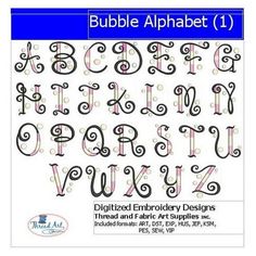 an alphabet with swirly letters and numbers